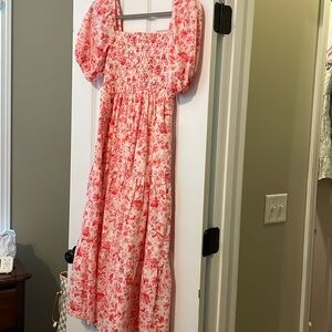 Abercrombie pink floral puff sleeve dress